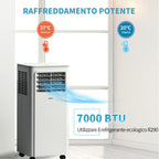 Climatiseur Mobile SHINCO 7000 BTU 3-en-1 - Télécommande, Minuteur 24h