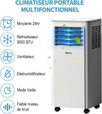 Climatiseur Mobile SHINCO 7000 BTU 3-en-1 - Télécommande, Minuteur 24h