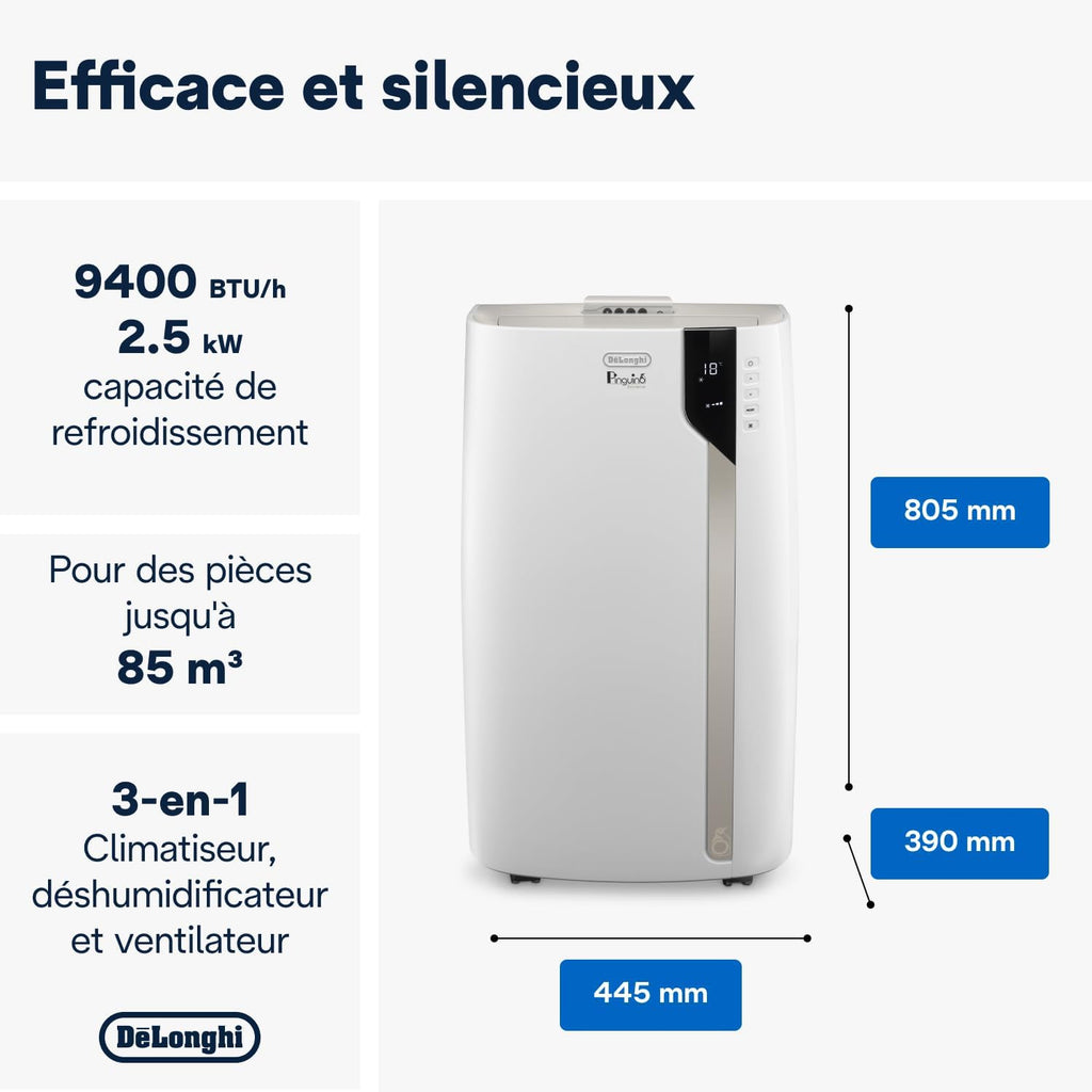 Climatiseur Mobile De'Longhi Pinguino PAC EX93 - 8900 BTU, Classe A+