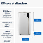 Climatiseur Mobile De'Longhi Pinguino PAC EX93 - 8900 BTU, Classe A+