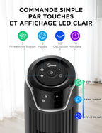 Ventilateur Colonne Midea avec Télécommande - Affichage LED
