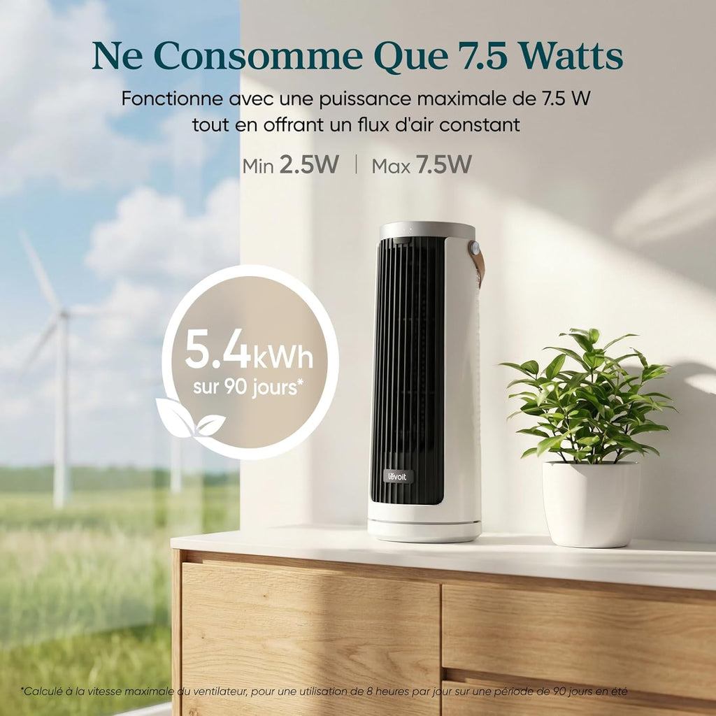 Ventilateur Colonne Levoit Windi - Ultra Silencieux, Moteur DC