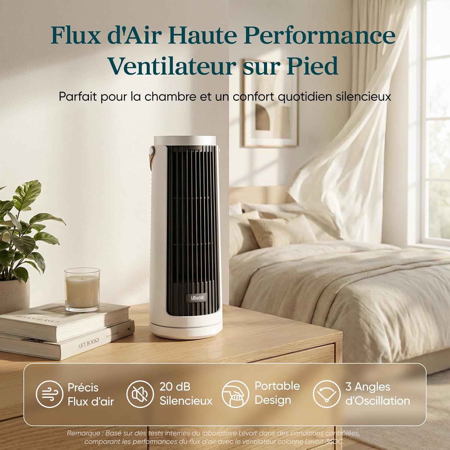 Ventilateur Colonne Levoit Windi - Ultra Silencieux, Moteur DC