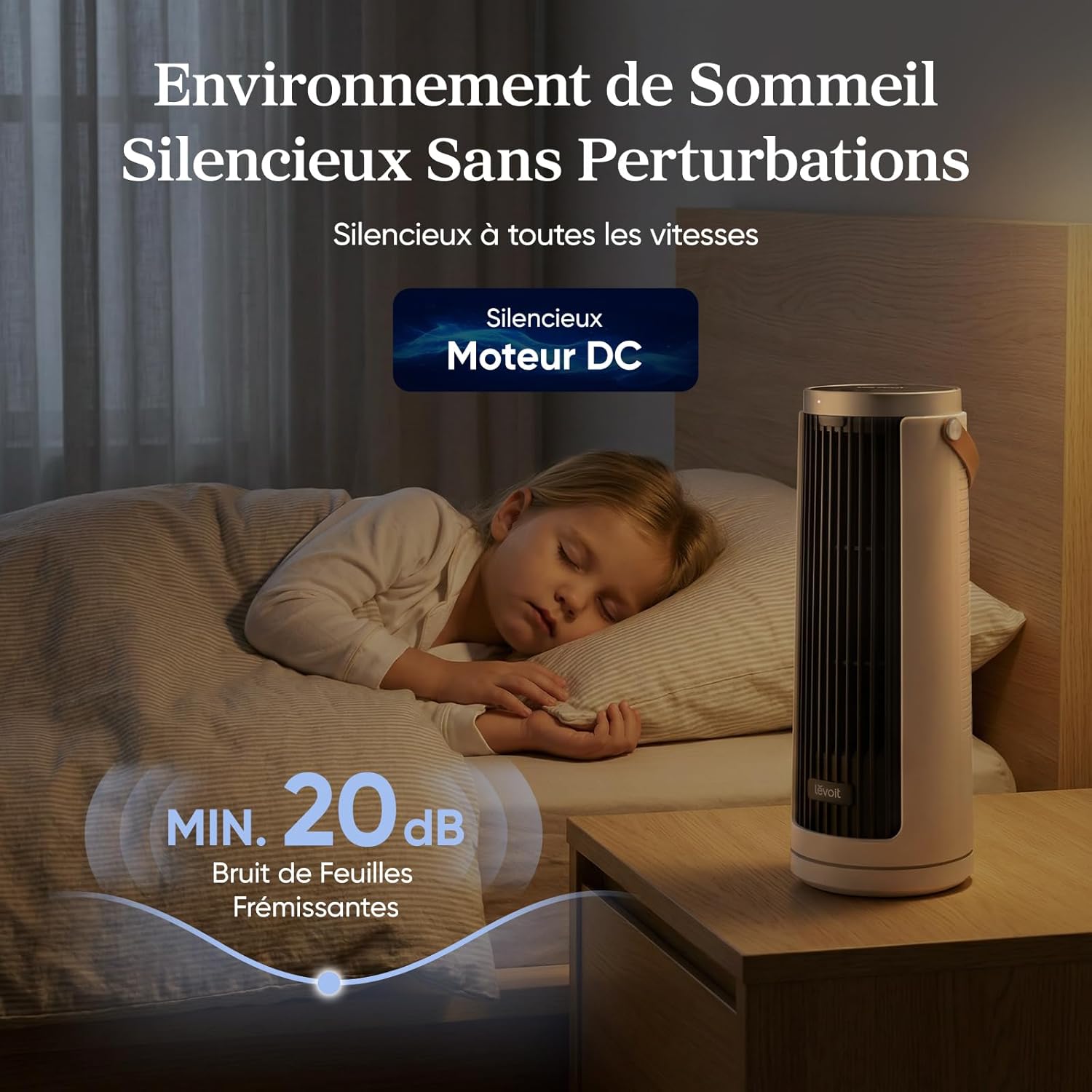 Ventilateur Colonne Levoit Windi - Ultra Silencieux, Moteur DC