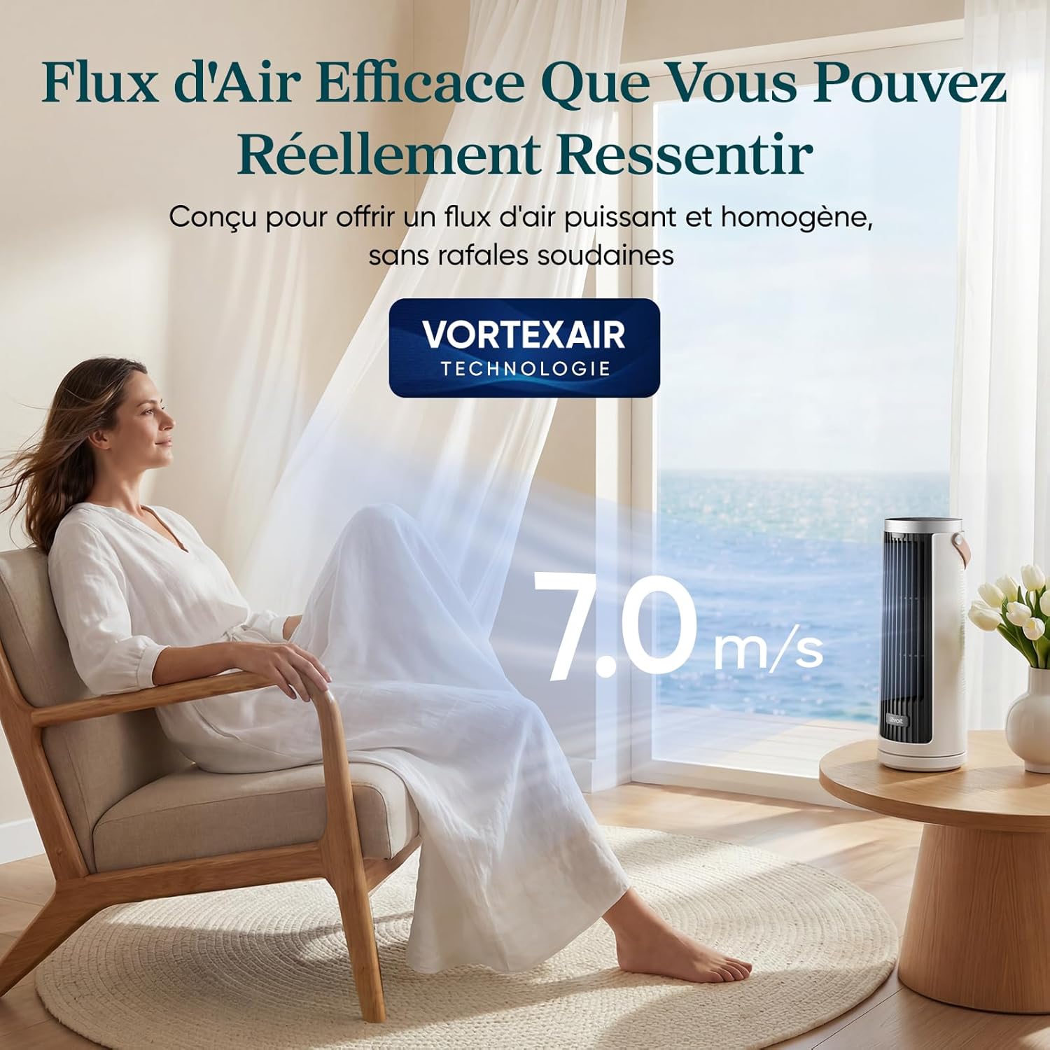 Ventilateur Colonne Levoit Windi - Ultra Silencieux, Moteur DC