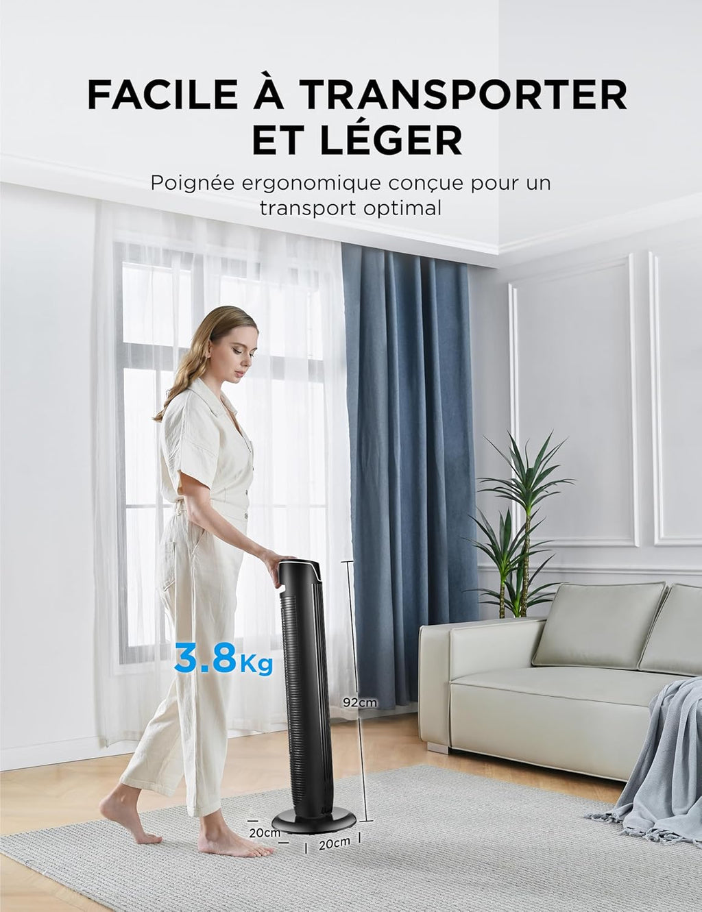 Ventilateur Colonne Midea avec Télécommande - Affichage LED