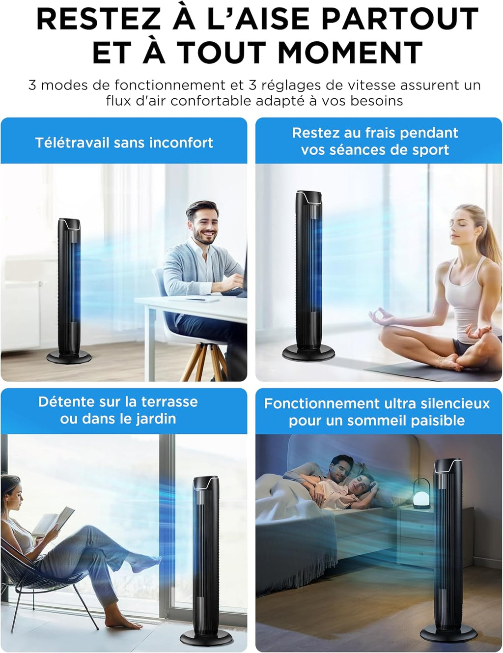 Ventilateur Colonne Midea avec Télécommande - Affichage LED