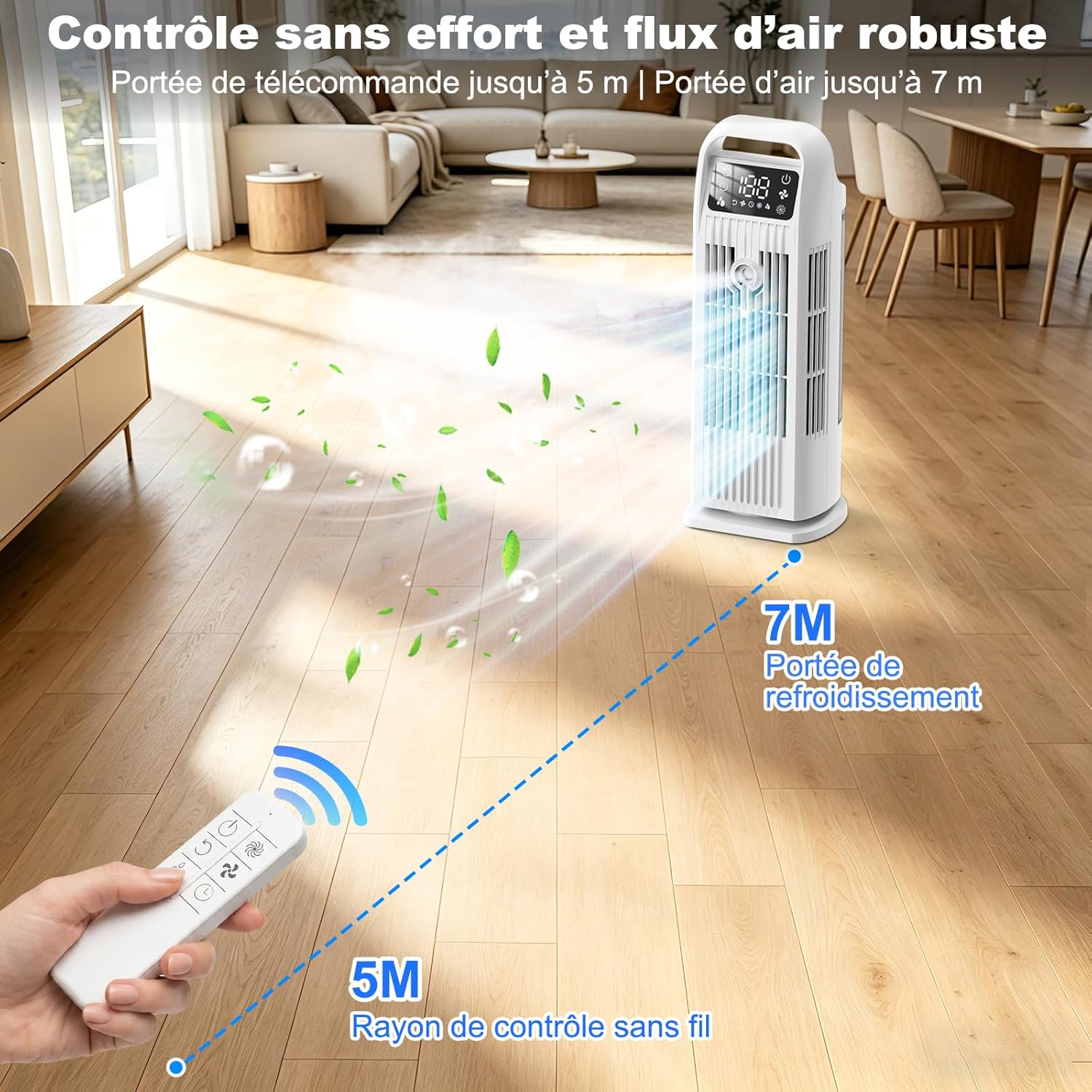 Climatiseur Mobile 4-en-1 - 7000 BTU, Déshumidificateur 19 L, Classe A
