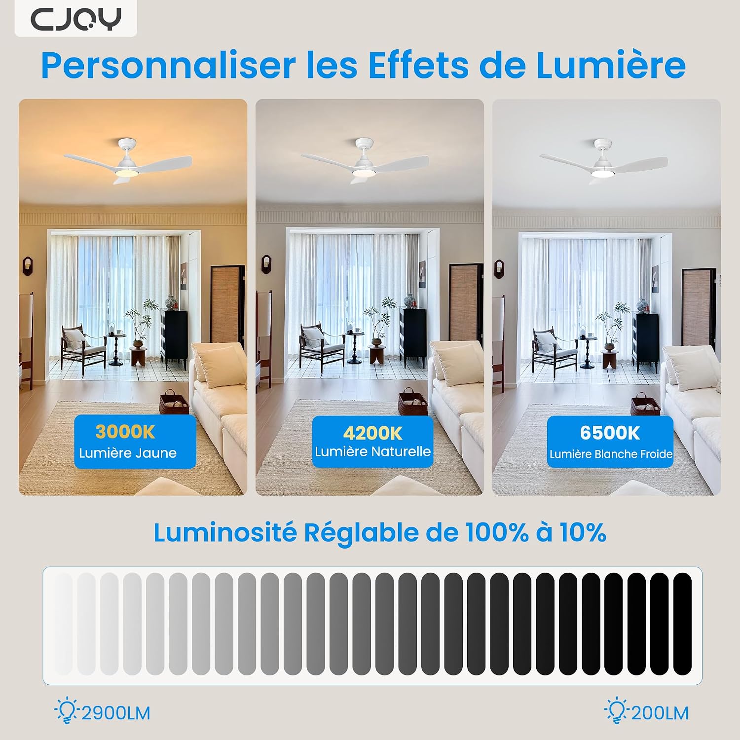 CJOY Ventilateur de Plafond 107 cm