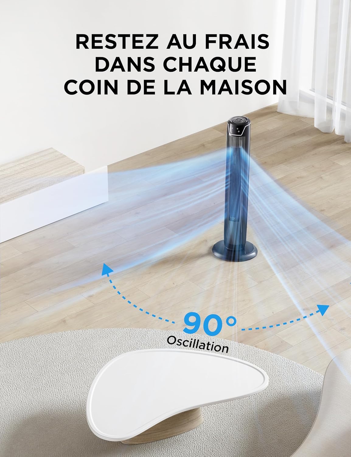 Ventilateur Colonne Midea avec Télécommande - Affichage LED
