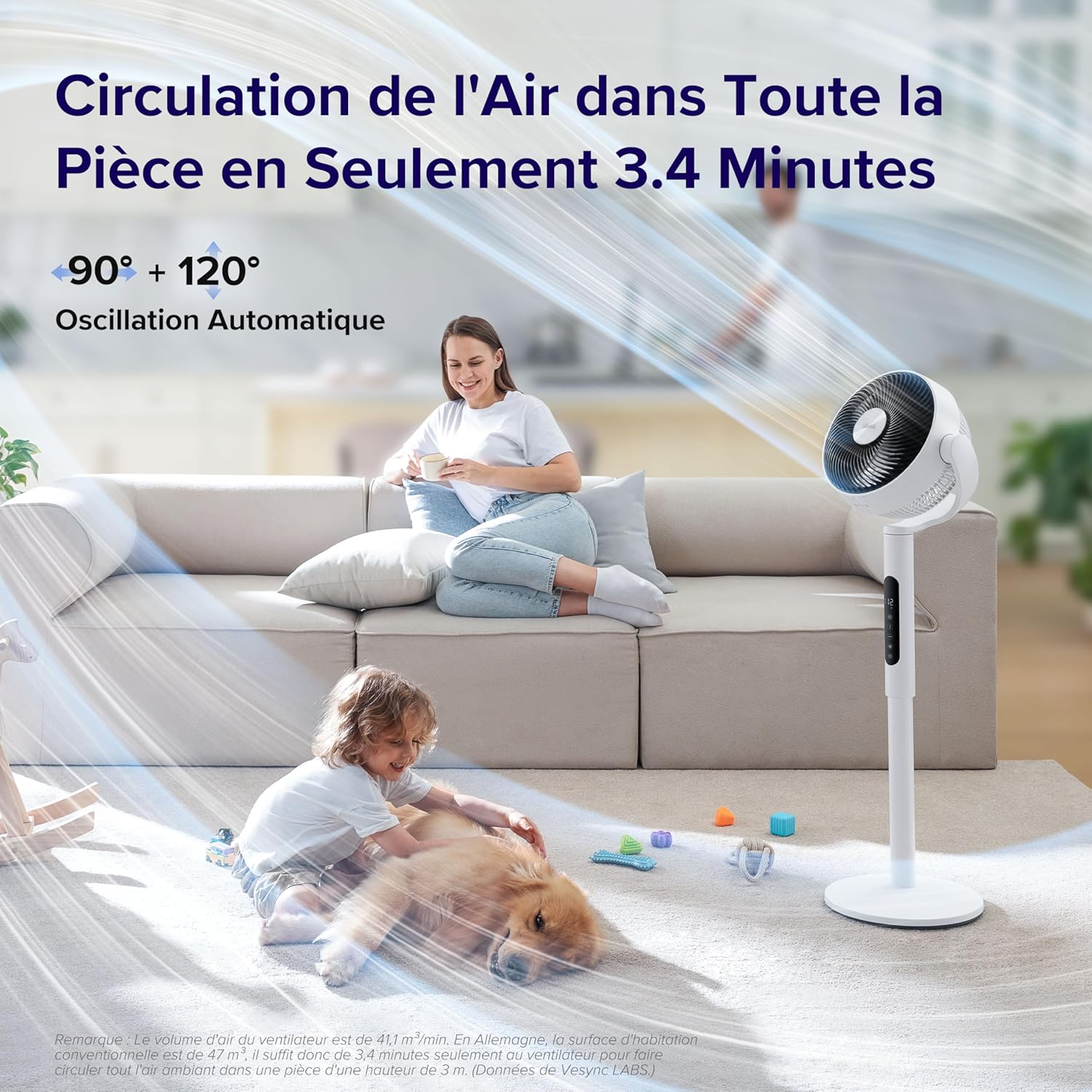 Ventilateur sur Pied Levoit - Moteur DC Silencieux, 12 Vitesses