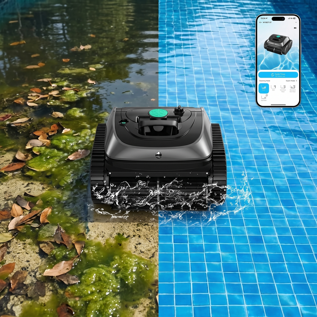 ECOKIT before — WYBOT C1 Robot de Piscine sans fil avant / apres nettoyage