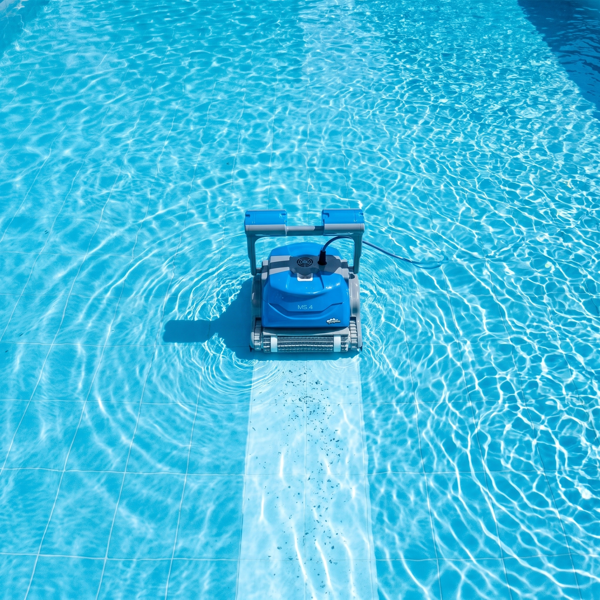 ECOKIT top — Robot piscine électrique Dolphin MS4 vue de dessus, nettoyage du bassin