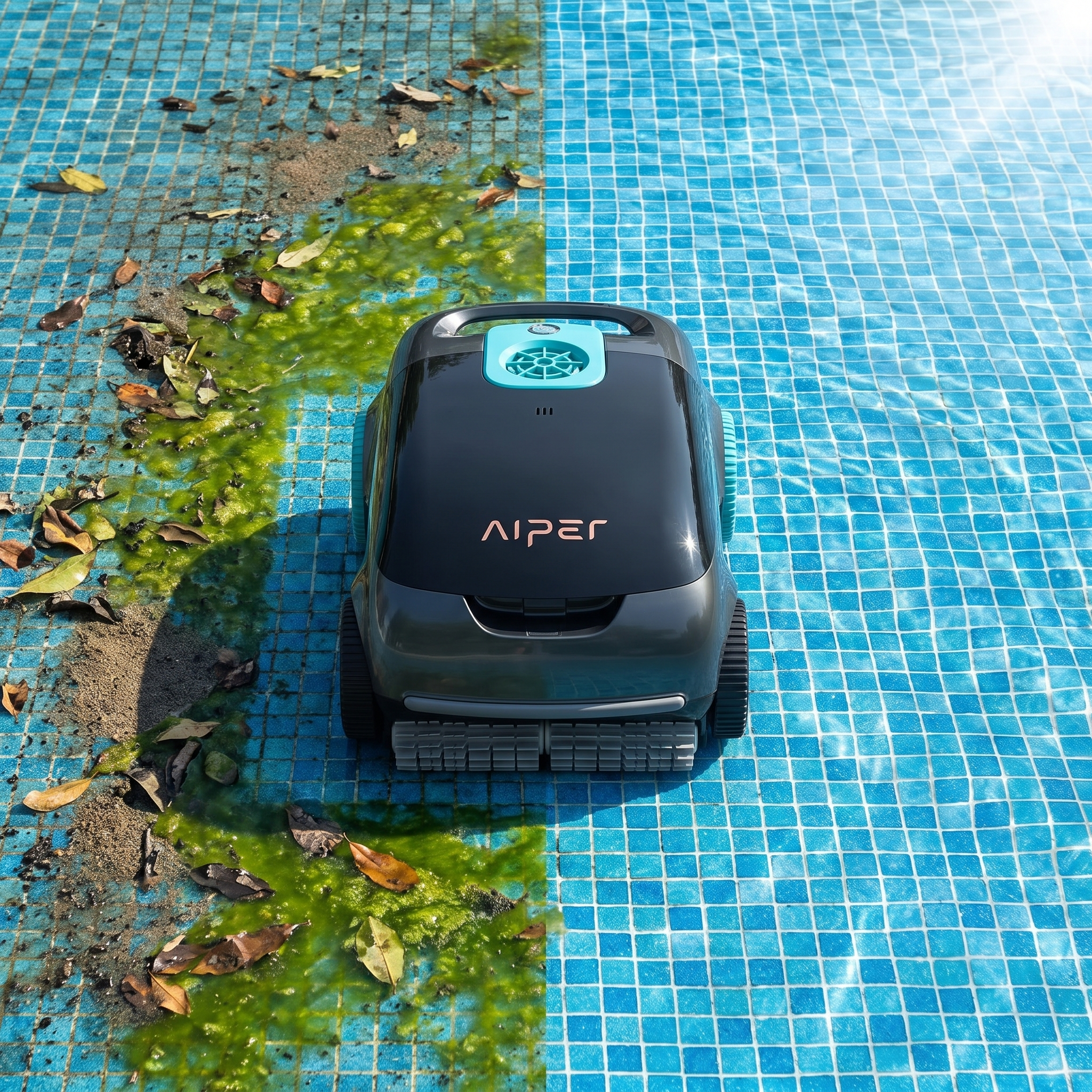 ECOKIT before — AIPER Scuba E1 Robot de Piscine sans fil avant / apres nettoyage