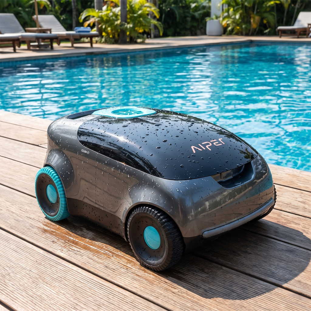 ECOKIT scale — AIPER Scuba E1 Robot de Piscine sans fil au bord de la piscine