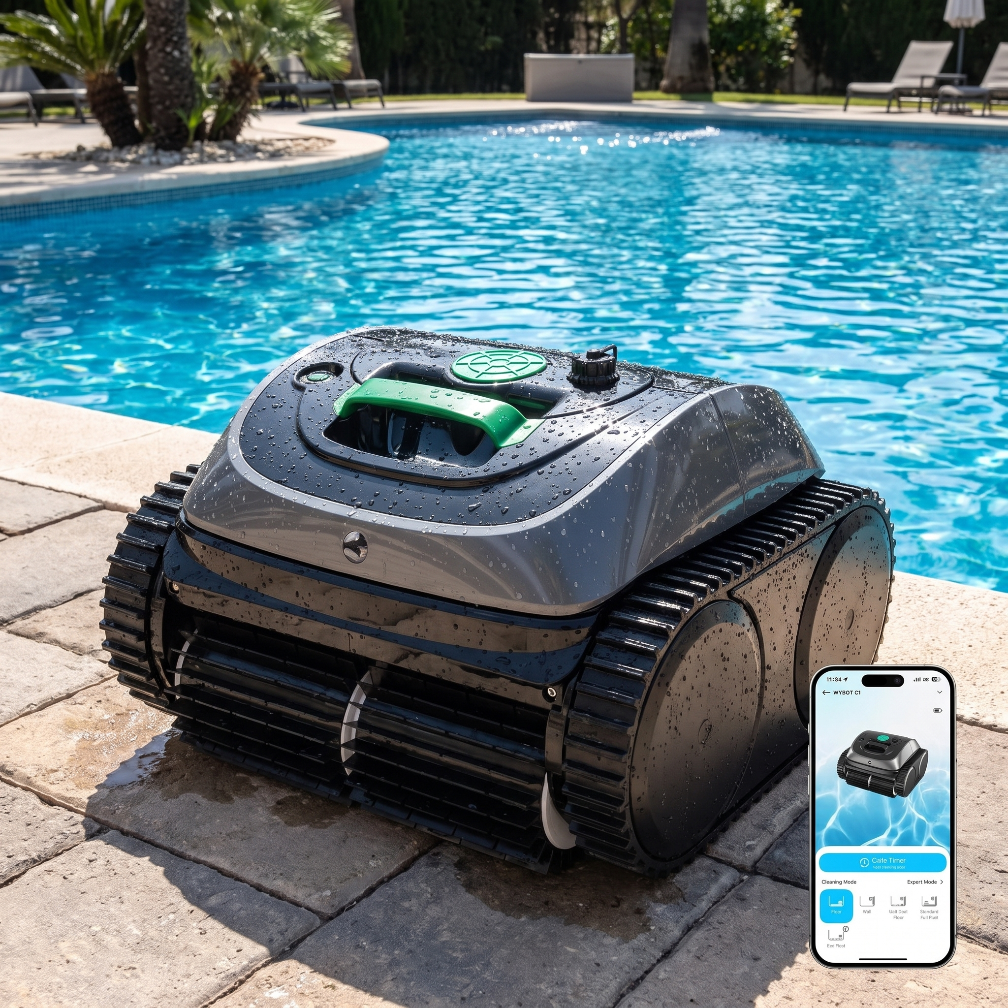 ECOKIT scale — WYBOT C1 Robot de Piscine sans fil au bord de la piscine
