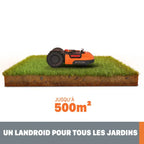 Robot tondeuse connecté WORX PLUS Wr165e, 500 m²